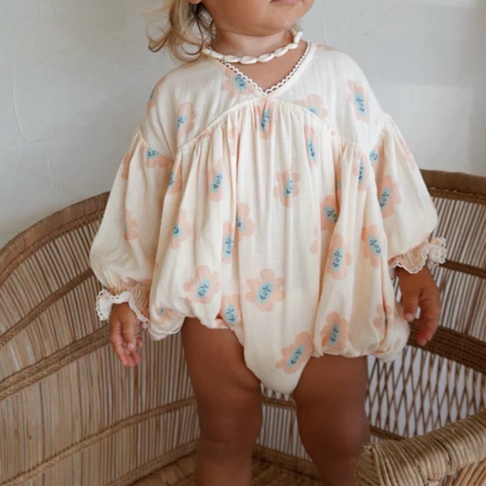 NONI the label, Noelle Romper Peachy Blooms size 1 year